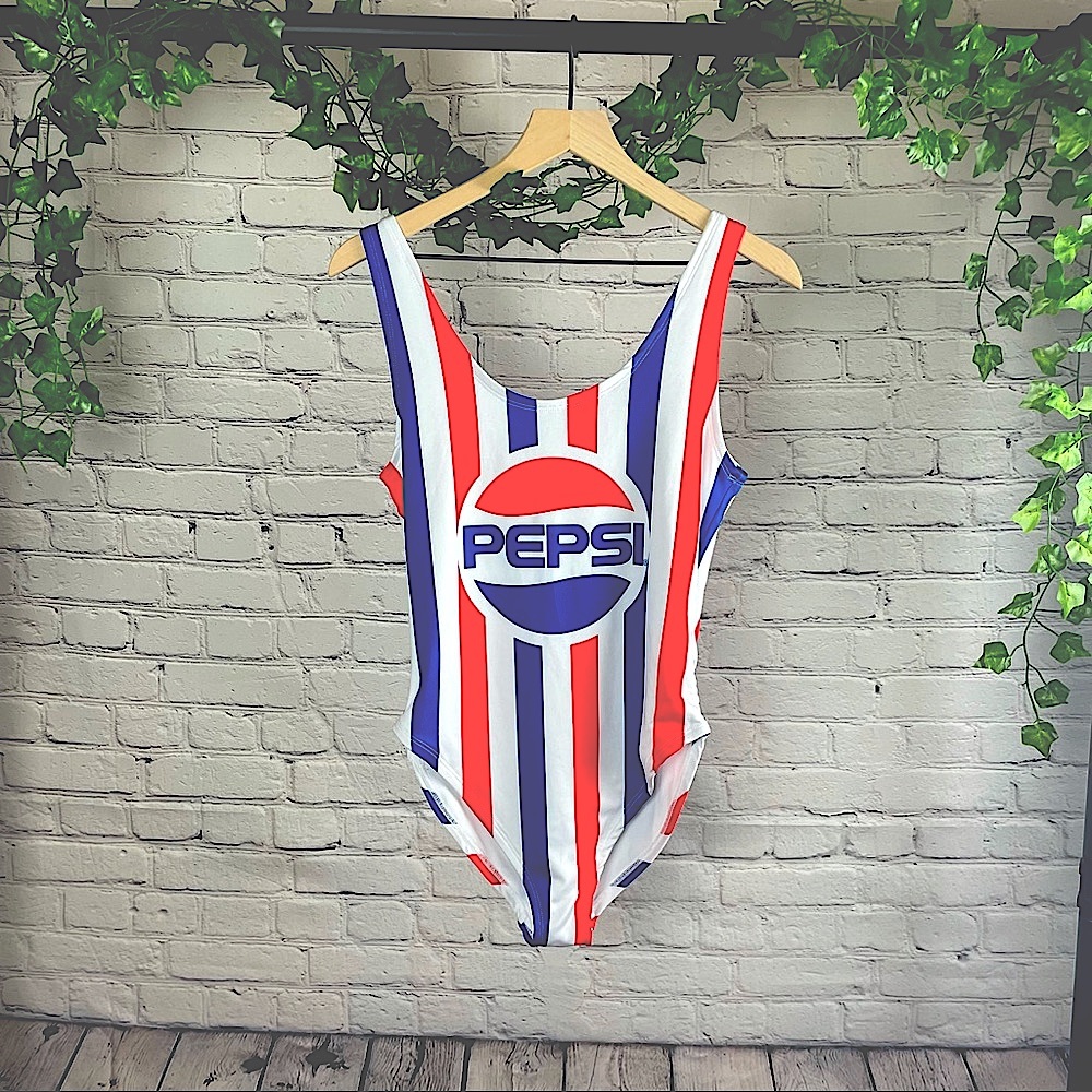 Pepsi | Retro Red White & Blue One Piece Swim L